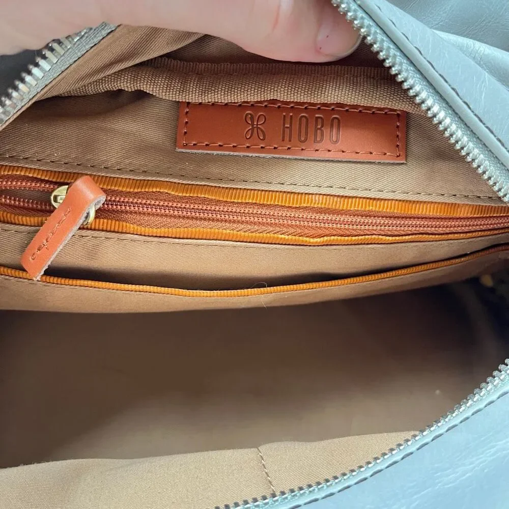 HOBO Sheila Leather Satchel Grey Top Handle Bag Minimal Quiet Luxury - Picture 6 of 16